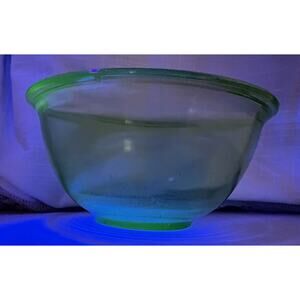 Vintage Hazel Atlas 7" Green Uranium Depression Glass Medium Mixing Bowl